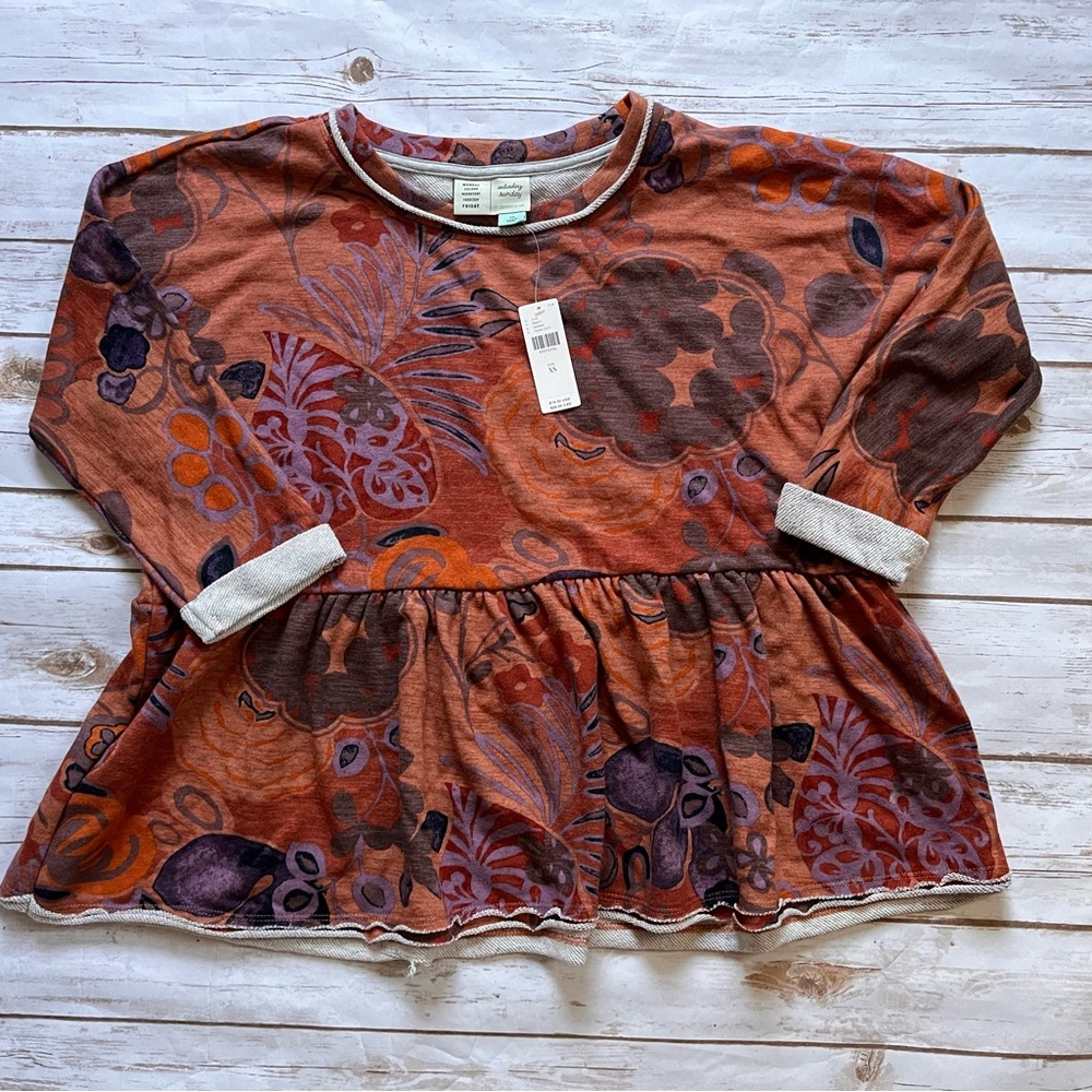 💜NWT Saturday Sunday by Anthropologie floral peplum top